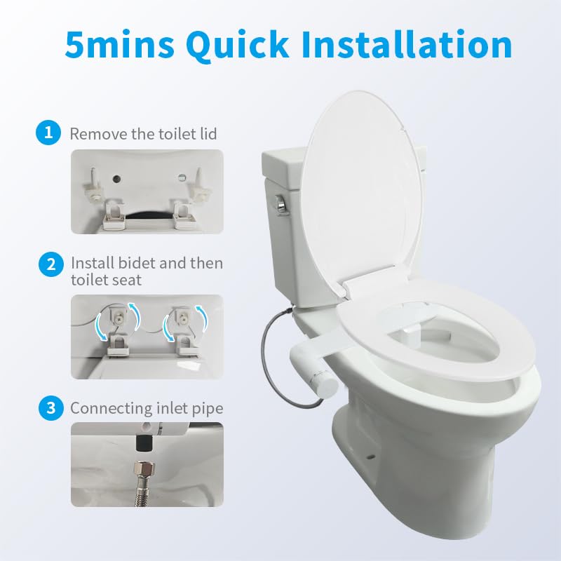 Image of Marcoware Ultra-Slim Dual Nozzle Bidet Attachment for Western Toilet, Self-Cleaning Front Wash for Female Hygine & Rear Wash, Hygienic Hands-Free Replacement for Jet Spray & Health Faucet