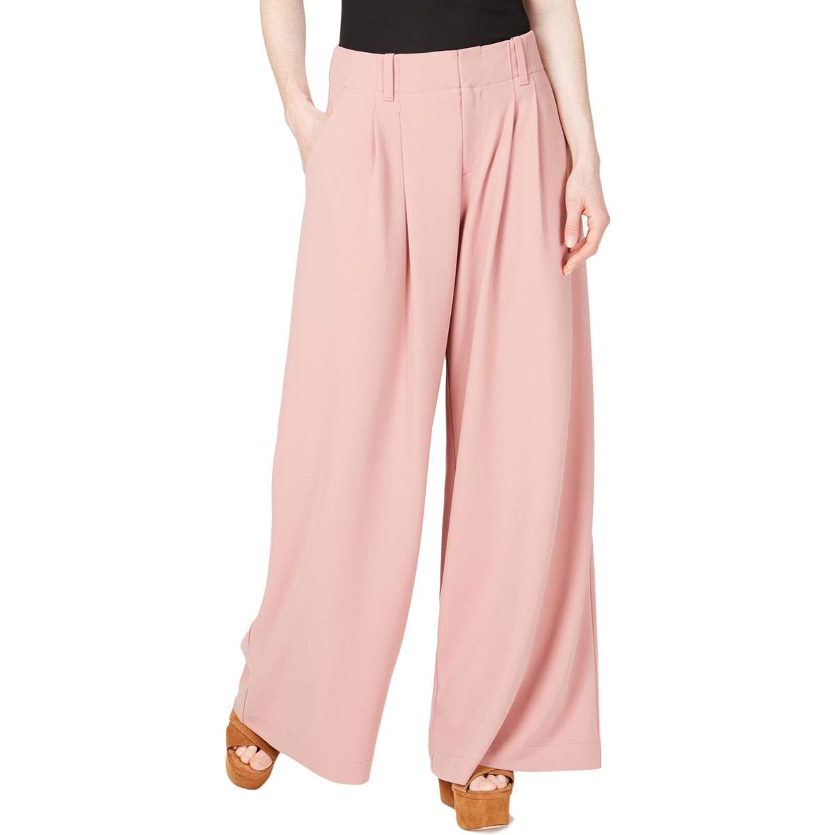 Bar III Womens Pleated Wide Leg Dress Pants