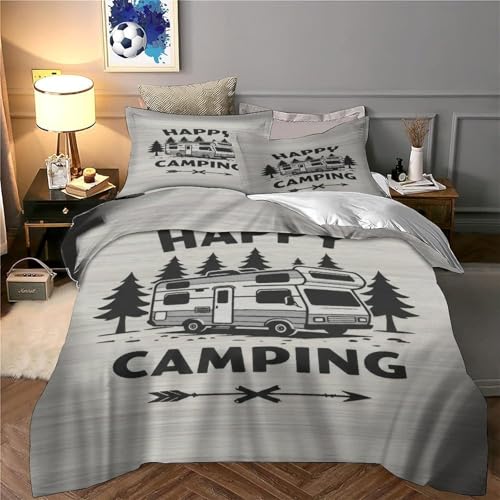 Housse de couette camping microfibre 220x240 cm retro - 6