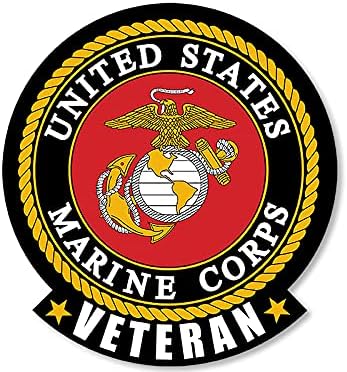 United States Marine Corps Veteran Sticker, Round Marine Veteran Decal for Cars, Trucks, Laptops, and Water Bottles, Made in The USA (4 x 4 inches)