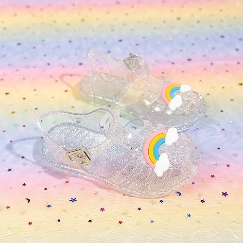 Image of KIDSUN Toddler Girls Jelly Sandals Closed Toe Water Beach Summer Shoes Soft Rubber Sole Mary Jane Dress Shoes Princess Flat