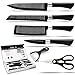 Produktbild Messerset, Küchenmesser Set, Schwarz Oxid Edelstahl Messerset, messer set, 6 teiliges Kochmesser Set mit Fleischmesser, Brotmesser, Gemüsemesser, Obstmesser, Sparschäler, küchenschere