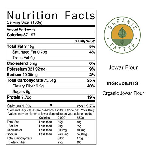 Image of Organic Tattva Jowar Atta - All Natural and Fresh Sorghum Flour (500g, Pouch) | Pure & Organic Jowar Flour for Healthy Cooking (Pack of 2)