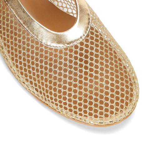 Image of MICIFA Women's Mesh Ballet Flats Fishnet Ballerina Flats Buckle Strap Mary Jane Causal Daily Dress Shoes