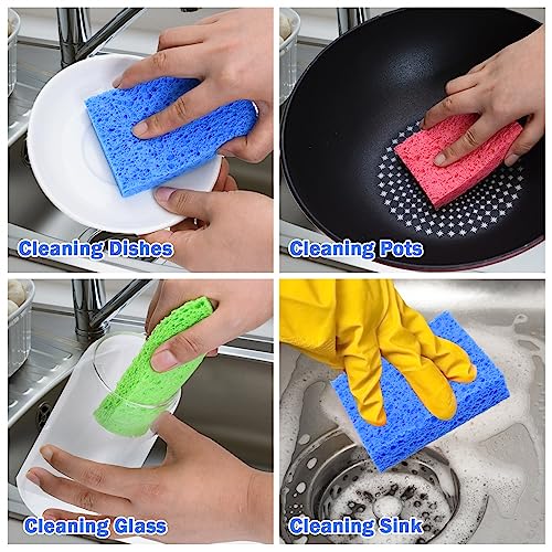 Image of YoleShy 48 Pack Sponges Kitchen Natural Compressed Cellulose Sponges Durable Dish Sponge for Cleaning & DIY Reusable