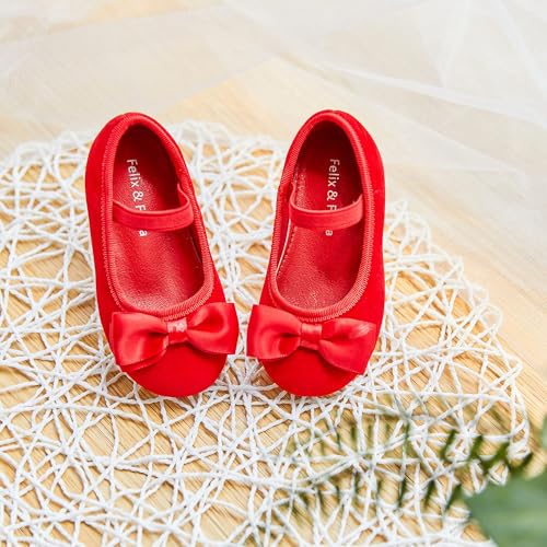 Image of Felix & Flora Toddler Flower Girl Dress Shoes - Girl Ballet Flats Party School Shoes Wedding