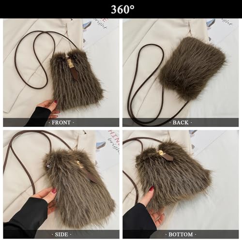 Furry Purse, Faux Fur Crossbody Bag Y2K Fluffy Bag Fuzzy Purses for Women 6