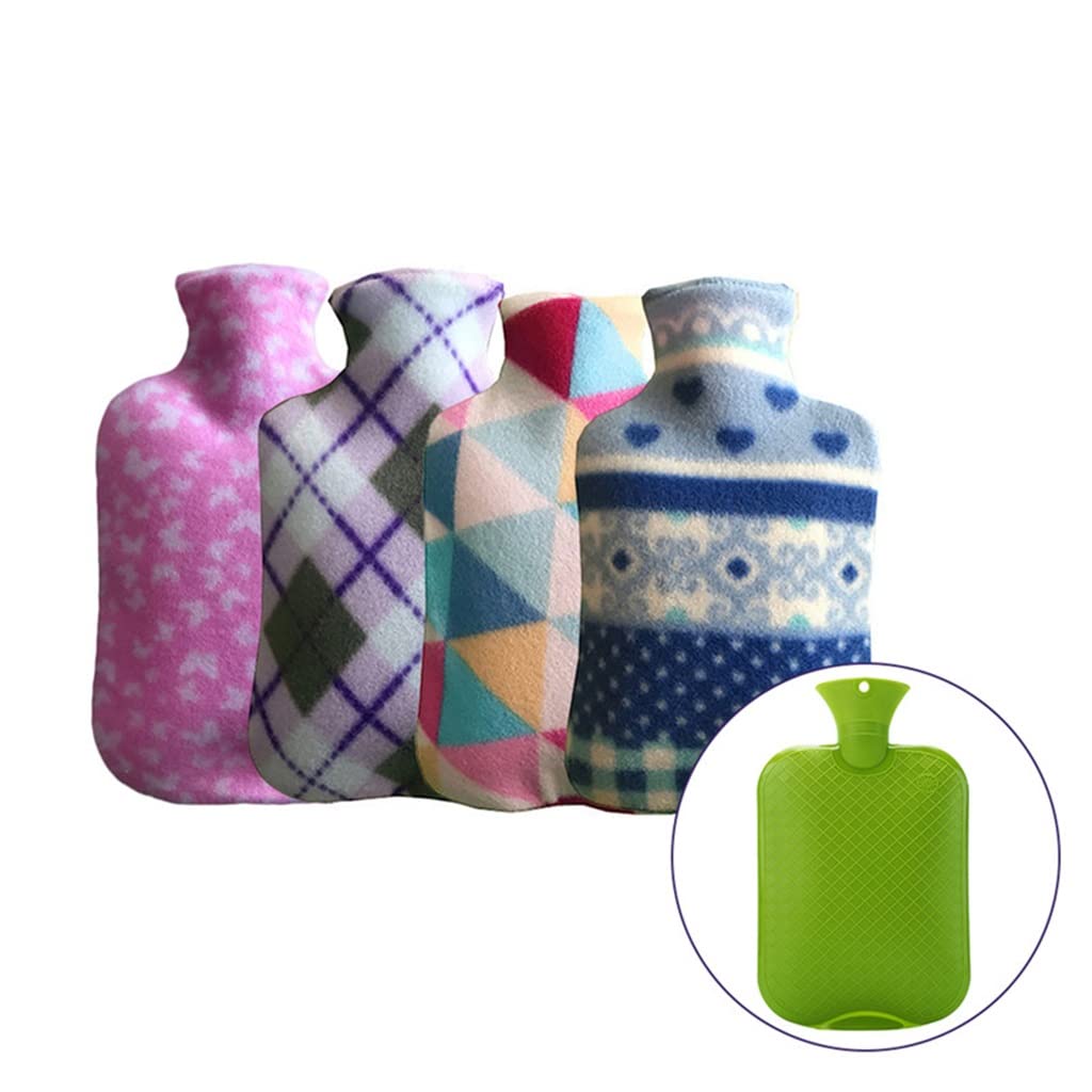Funda para botella de agua caliente de felpa polar - Tamaño grande (2000 ML) - Diseño extraíble y colorido