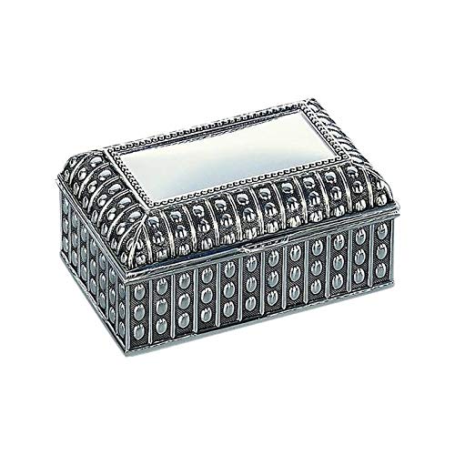 Personalized Silver Plated Rectangular Jewelry Box With Beaded Antique Design | Engraved Gift for Men and Women | Custom Box for You and Your Loved Ones