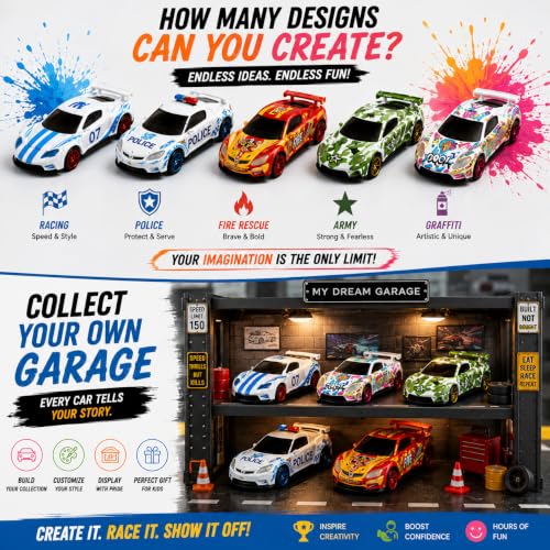 Image of White Series DIY Diecast Metal Toy Cars Pack of 5 | Paint & Design Your Own Cars | Creative Art & Craft Toy Gift for Kids 3+ | Free Wheel 1:64 Scale
