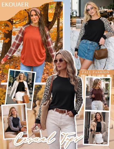 Ekouaer Womens Long Sleeve Shirts Raglan Sleeve Thermal Tops Fall Clothes - image 6