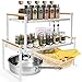 2er Set Küchenregal, Metall & Holz Stapelbarer Küchenablage Regal Gewürzregal Organizer,43x 19,5 x 21 cm+35x19,5x21 cm Gewürzständer, Küchenschrank Gewürzregal Küchenregal Stehend für Arbeitsplatte