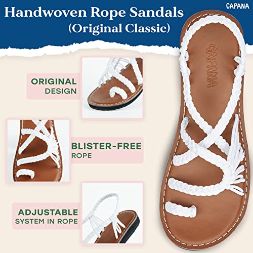 Capana Woven Women's Flat Sandals - Strappy Braided Sandals, Beach Sandals for Women Dressy Summer, Rope Bohemian Sandals, Spring Casual Womens Shoes, Comfy Boho Flats for Teen Girls – Commune3