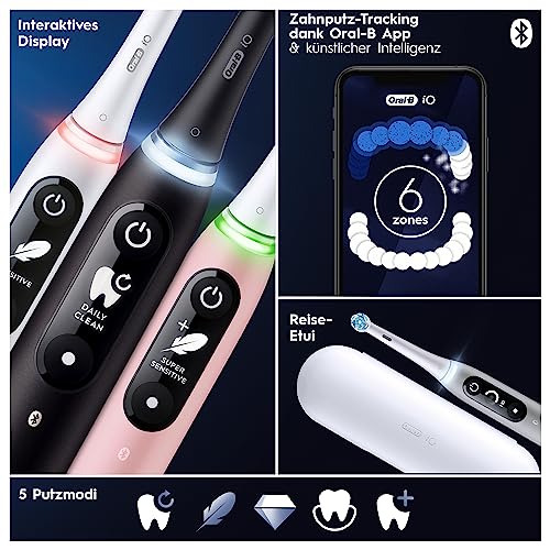 Oral-B iO Series 6 Plus Edition Elektrische Zahnbürste/Electric Toothbrush, Inkl. 3 Aufsteckbürsten, 5 Putzmodi für Zahnpflege, Reise-Etui, Designed by Braun, Schwarz – Bild 7
