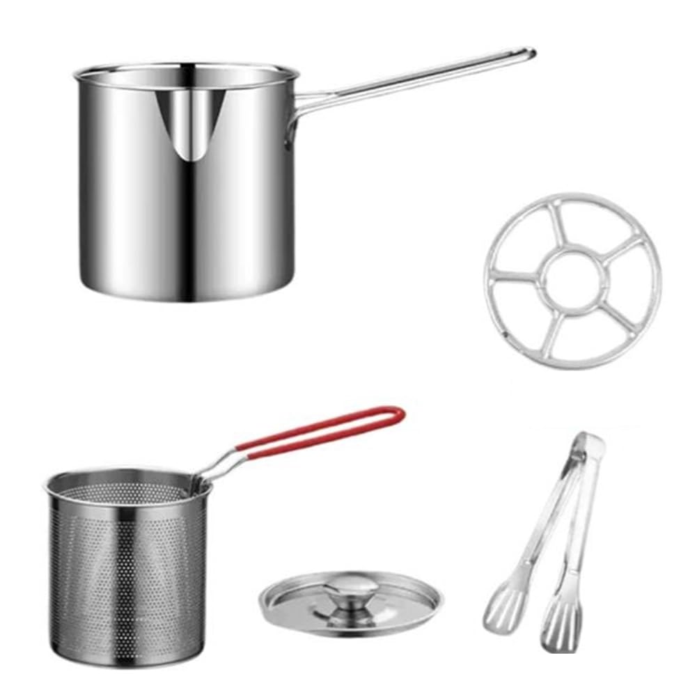 CTRLZS Stainless Steel Frying Pan with Filter- Mini Multifunctional Home Restaurant Heightened Pan