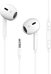 1 pacote com fones de ouvido com fio para iPhone/fones de ouvido com conector de 3,5 mm [certificado MFi] com controle de volume de microfone, compatível com iPhone, iPad, iPod, computador, MP3/4