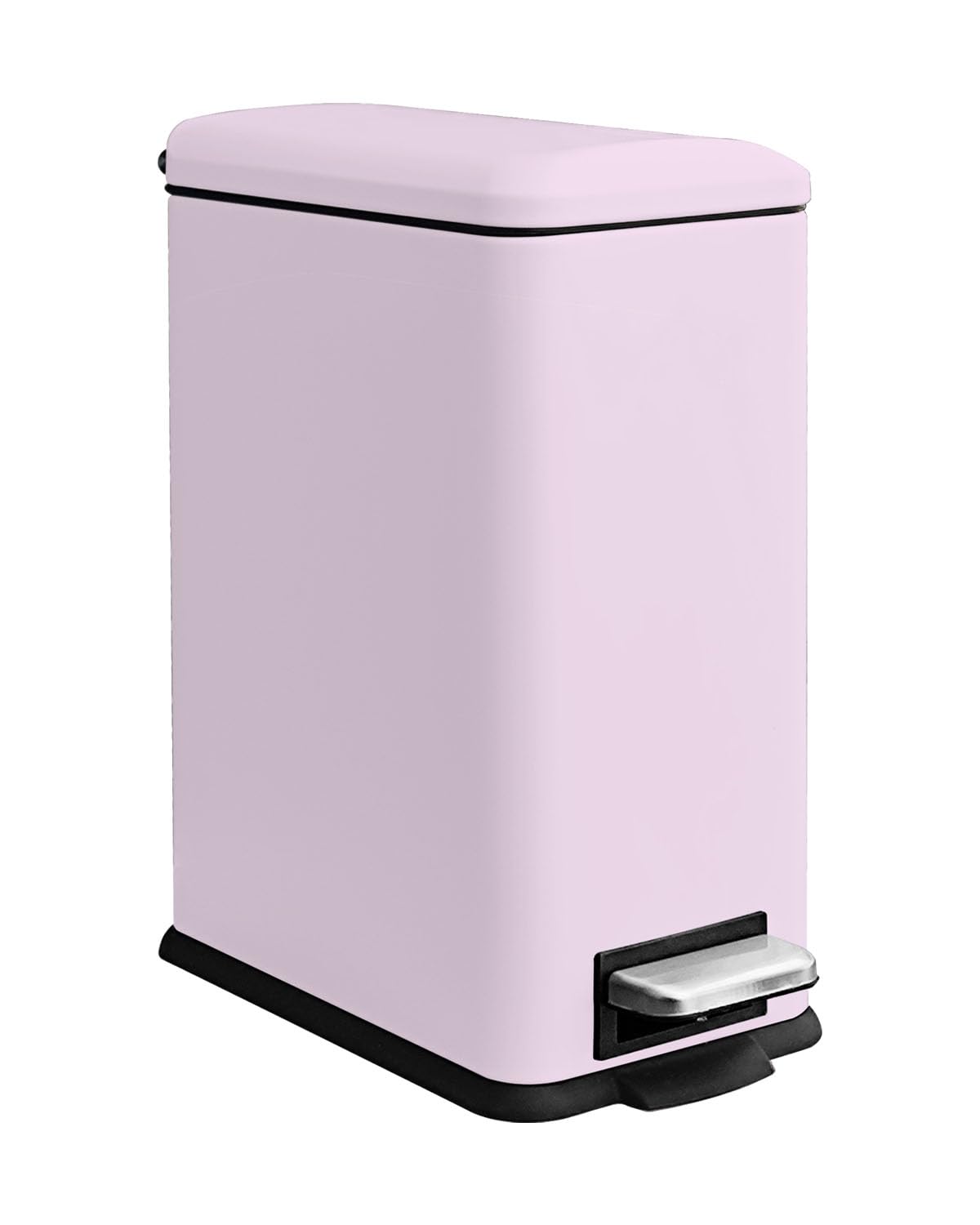 Poubelle de salle de bain avec couvercle - En acier inoxydable - 10 l - Petite poubelle de salle de bain - Poubelle à pédale - En acier inoxydable - Pour salle de bain, chambre et bureau
