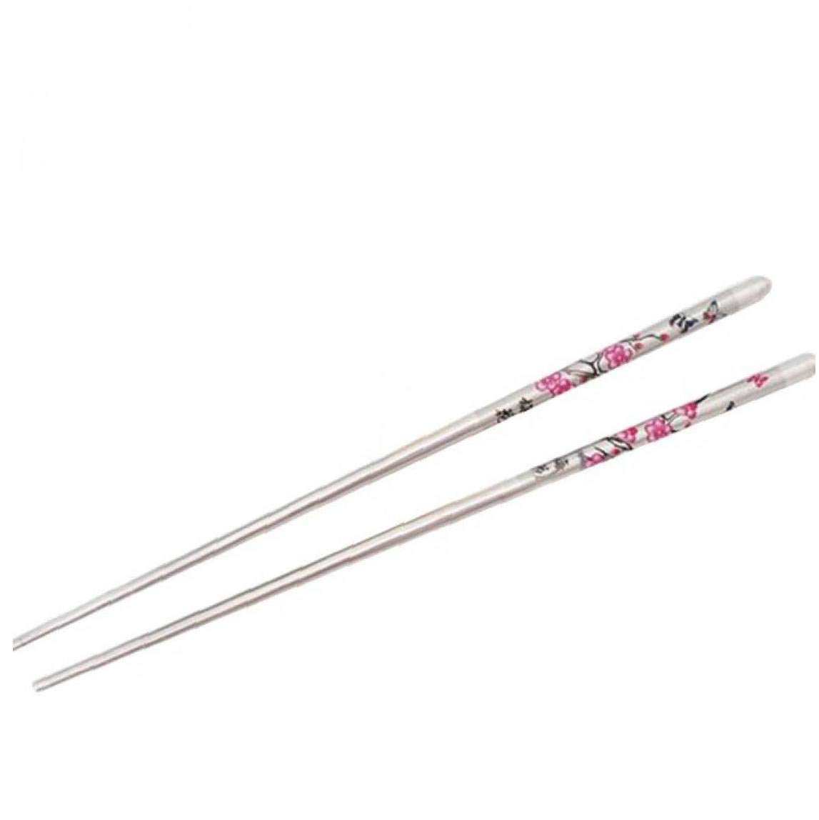 Hotaden 5 Pairs Chopsticks Plum Flower Pattern Sticks Palillos Metal Chopsticks Stainless Steel Chopstick