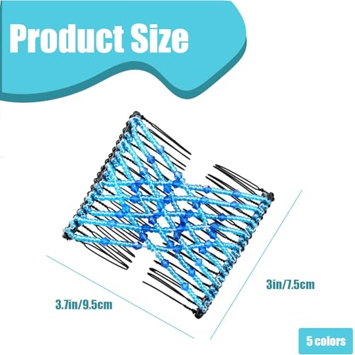 5 pieces magic hair comb stretchy double comb elastic beaded hair clips for women girls vintage hairstyle multipurpose hair accessories black brown white pinkblue