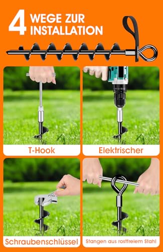Schwerlast Bodenanker 4 Pack,Robust voll verschraubter Erdanker mit Gurten zur Befestigung von Trampolinen, Vordächern, Schaukeln usw