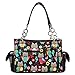 Colorful Owl Western Summer Fashion Purse Concealed Carry Handbags Women Country Shoulder Bag Wallet Set (Black Set)