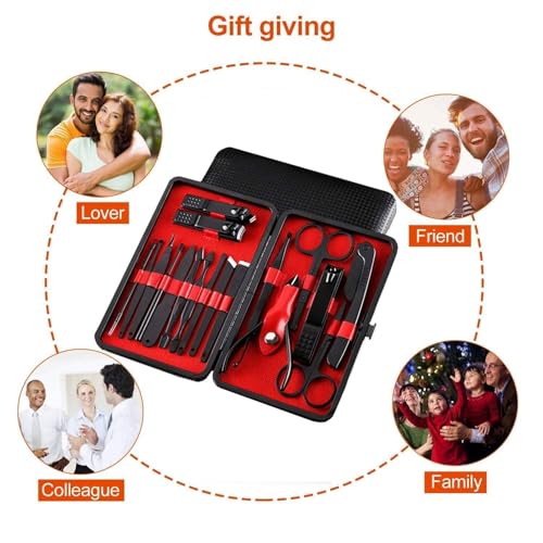 Image of Professional Manicure & Pedicure Kit, Stainless Steel Grooming Set with Nail Clippers, Cuticle Trimmer, Scissors & Tweezers (24 IN 1 MANICURE SET)