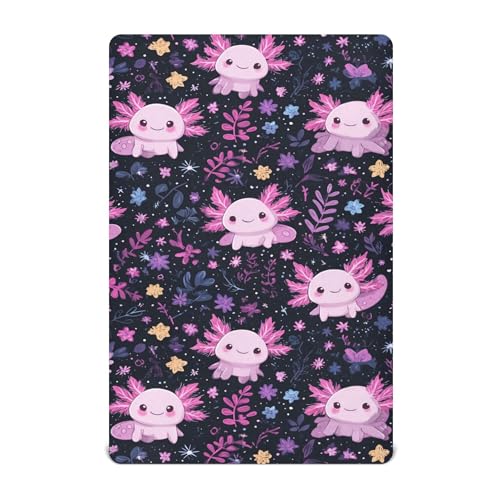 Image of Sea Axolotl Cute Crib Sheets Soft Breathable Fitted Baby Crib Sheets Mattress Cover for Girls Boys, 52 inch x 28 inch x 9 inch