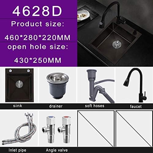 Black Nano Bar Hand Sink Small Sink Single 304 Stainless Steel Kitchen Balcony Mini Wash Basin Above Counter Or Undermount (5240a) (4628d)