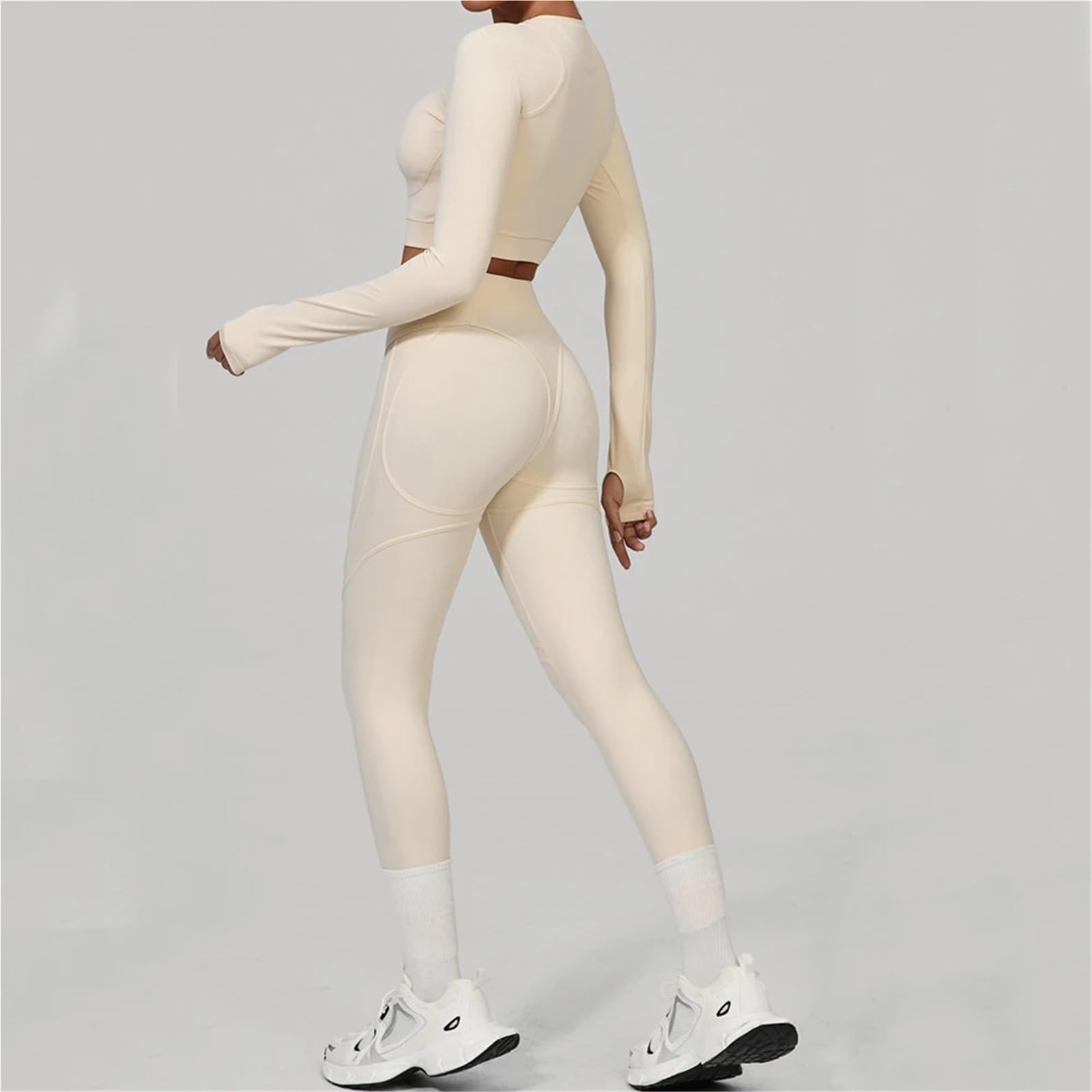 Completo Palestra Donna Set da yoga senza cuciture Sport Fitness sollevamento fianchi vita alta skinny tuta a maniche lunghe corsa allenamento palestra leggings