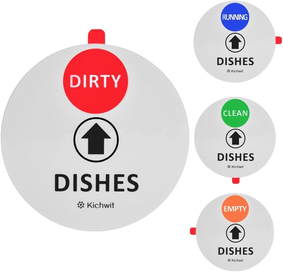 Kichwit Clean Dirty Dishwasher Magnet, Magnetic Dishwasher Sign That Says Clean Dirty Running Empty, 4 Inch, Silver Kichwit Clean Dirty Dishwasher Magnet, Magnetic Dishwasher Sign That Says Clean Dirty Running Empty, 4 Inch, Silver