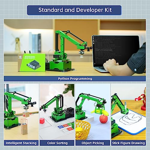 Image of LewanSoul JetMax Robotic Arm for Jetson Nano AI Vision ROS Open Source Programmable Robot Arm Kit with 4 Kinds Gripper Camera Sensor Modules Wireless Controller, App /PC Coding Study DIY Robotic