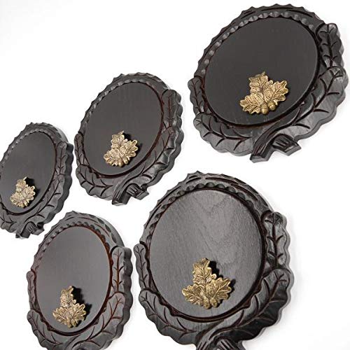 GTK - Juego de 5 placas de cuña talladas oscuras AF 16 cm con 5 hojas de roble, portada pequeña, tabla cuña, tabla de especias, placa de trofeos