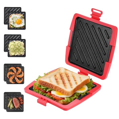 Sandwichera Microondas, Tostador y Sandwichera para Microondas Desayuno, Bandeja Antiadherente Extraíble y Alfombrilla De Silicona, Ideal para Viajes, La Oficina y El Hogar