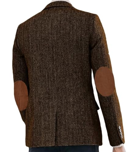 VENNYNG Boys Blazer Retro Herringbone Sport Coat with Elbow Path Formal Tweed Jacket for Kids Classic3