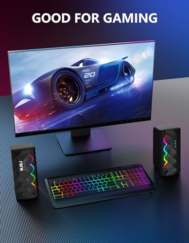 Altavoces de computadora NJSJ con Bluetooth y luces RGB de 6 efectos para PC 6