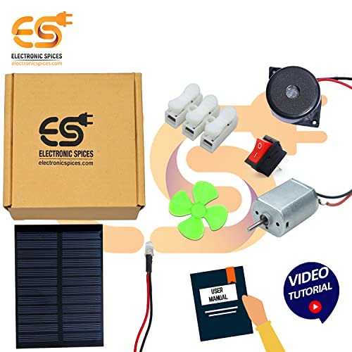 Image of Electronic Spices Diy Mini School Solar Projects Kit Motor Battery Buzzer Kit For Hobbyists And School& College Students With User Manual and Video Tutorial