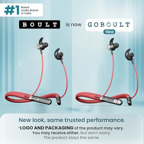 Image of Boult Audio ZCharge Bluetooth Earphones with 40H Playtime, Dual Pairing Neckband, Zen ENC Mic, Type-C Fast Charging (10Mins=15Hrs), Biggest 14.2mm Bass Driver IPX5 Premium Silicone Neck Band (Red)