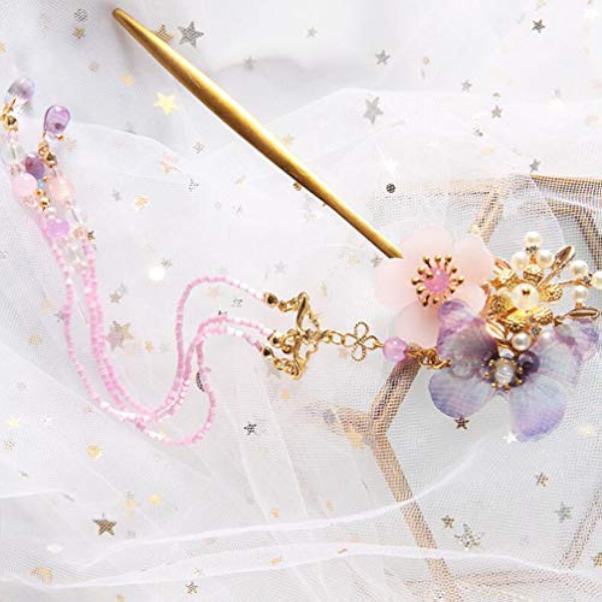 Retro Butterfly Hairpin, Vintage Bead Tassel Hair Accessory