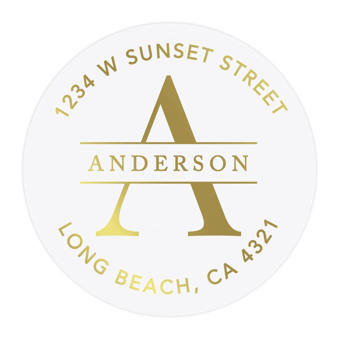 Andaz Press 2" Round Clear Personalized Wedding Return Address Labels with Gold Ink, Custom Monogram Transparent Envelope Sealer, Self-Adhesive