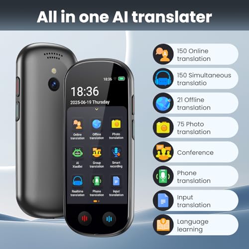 Language Translator Device No WiFi Needed, AI Translator with ChatGPT, Two Way Real Time Voice Translator Device with 150+ Languages, Recording/Offline/Photo Translation for Travel Business Learning - Image 4
