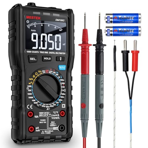 MESTEK Digital Multimeter Tester TRMS 9999 Counts Voltage Tester Auto-Ranging Ohm Amp Voltmeter with NCV, AC/DC Current, Voltage, Resistance, Diodes, Continuity,Capacitance,Temperature
