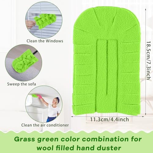 Image of Zubebe 6 Pcs Reusable Duster Refills Fleece,Olive Green | Soft Polyester Fiber Flat Duster Refill Multi Surface Washable Cleaning Pad Tools for Home, Blinds, Car, Pet, Furniture, Fans
