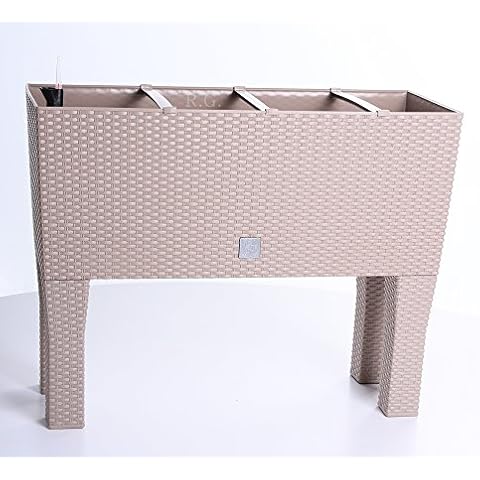 Rg-Vertrieb Rattan Flower Pot with Watering System Cover