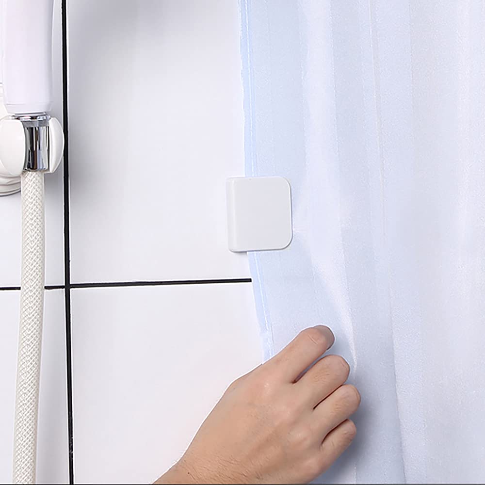 Clips Anti-Éclaboussures Pour Rideau De Douche - 4 Pièces Auto-Adhésifs - Blanc