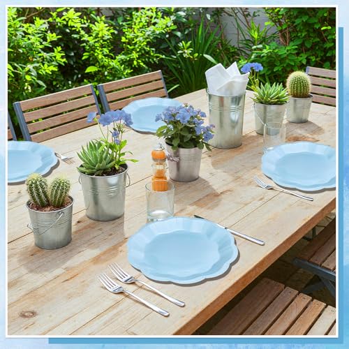 Image of NatNarr 30 Pcs Light Blue Paper Plates 9 Inch Scalloped Plates Disposable Dinner Plate Party Plate for Weeding, Birthday, Baby Shower (Pack of 2)