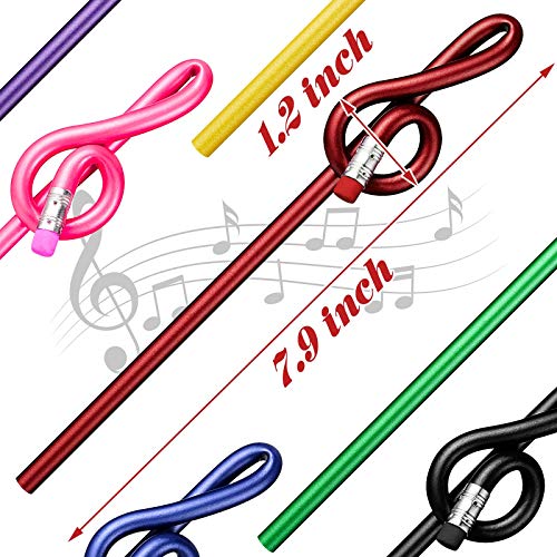 Zonon pack de 14 lápices musicales coloridos con borrador miniatura 3