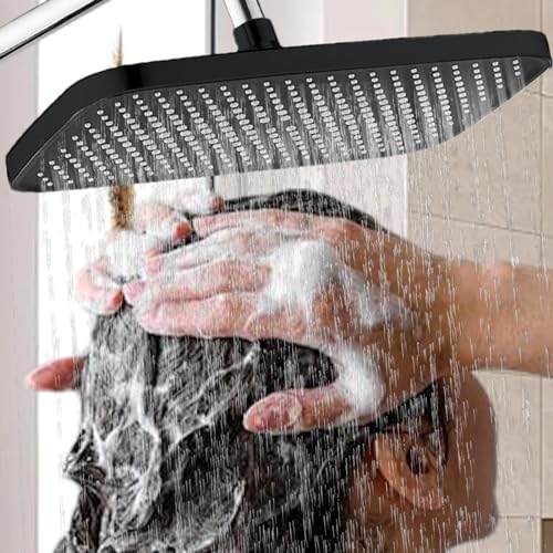 Pomme de douche effet pluie grand format avec jet réglable haute pression