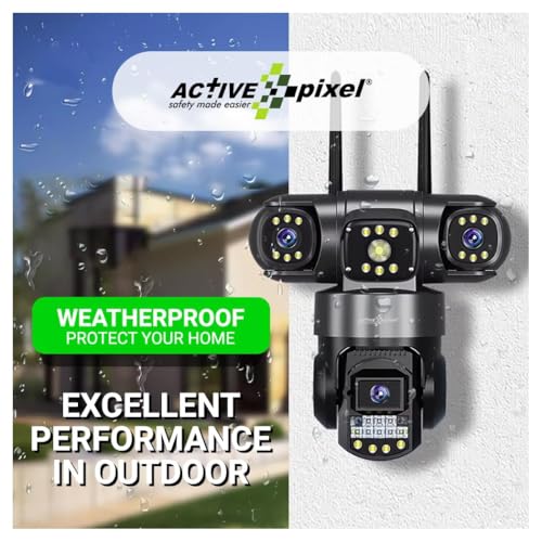 Image of Active Pixel 4mp 3 Screen PTZ Triple 4G Sim Wireless Outdoor Dual Lens CCTV Camera with Three Side View | 360 | Dark Vision | Motion Detection| Siren Alarm| Outdoor