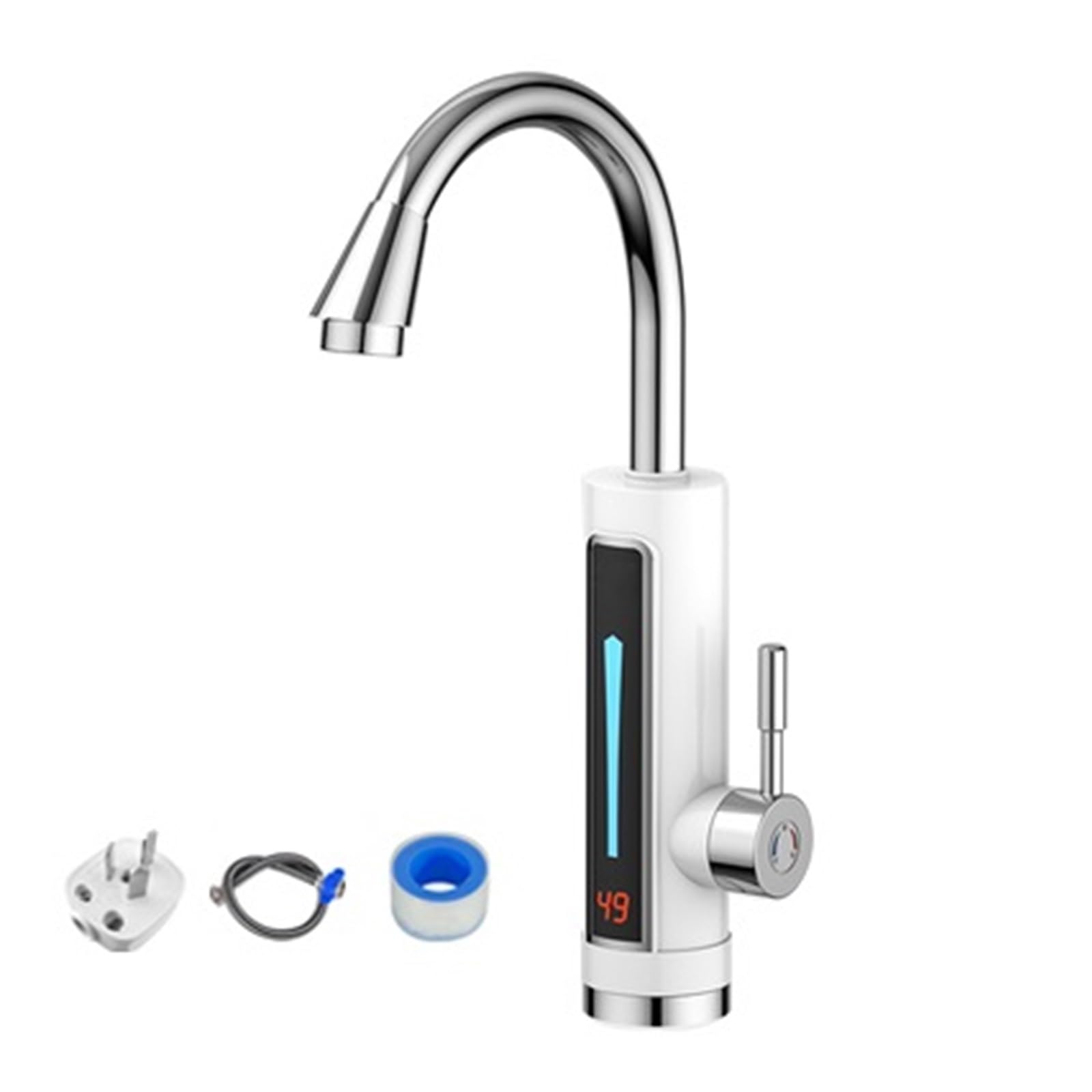 LNHHG Electric Kitchen Instant Heating Faucet Heater,hot Cold Dual-use Tankless Water Quickly Heating Tap,with LED Display(Bianco)