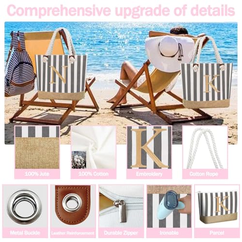Image of GhvyenntteS Personalized Tote Bags for Women - Large Beach Bag & Makeup Bag, Birthday Gifts for Women Bridal Wife Mom Grandma Teacher Friend